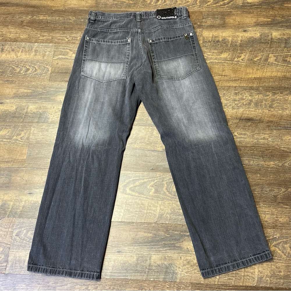 Southpole Brown Tab Jeans Fade Gray Baggy Skater Men 34x32 Straight Relax Grunge - Picture 1 of 14